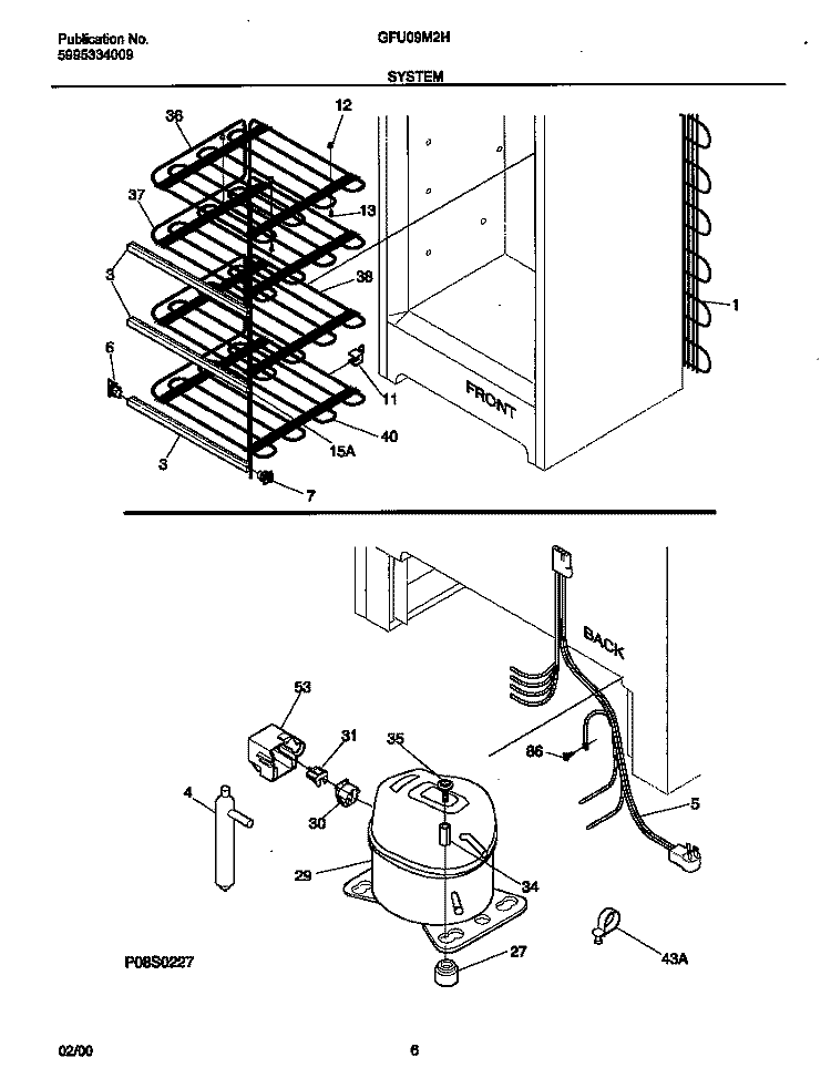SYSTEM Diagram and Parts List for GFU09M2HW3  Gibson Freezer