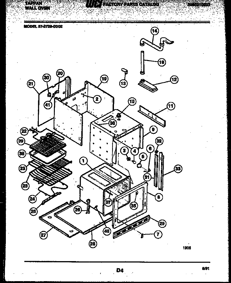 LOWER BODY PARTS Diagram and Parts List for 57-2729-00-02  Tappan Microwave Oven Combo