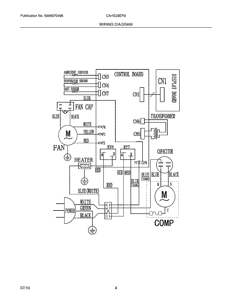 WIRING DIAGRAM Diagram and Parts List for CAHE25ER0  Crosley Air Conditioner
