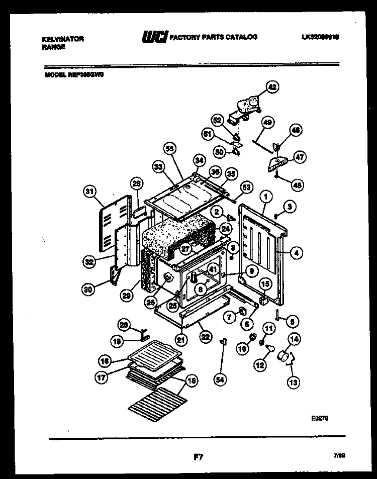 BODY PARTS Diagram and Parts List for REP305GW0  Kelvinator Range