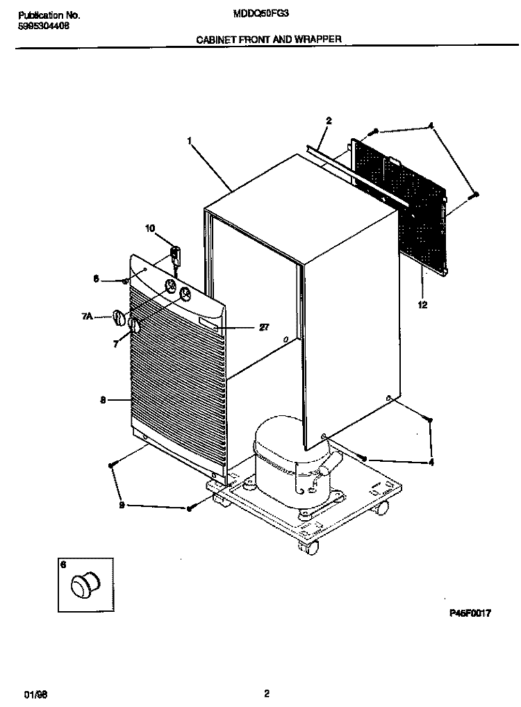 CABINRT FRONT AND WRAPPER Diagram and Parts List for MDDQ50FG3  Gibson Dehumidifier