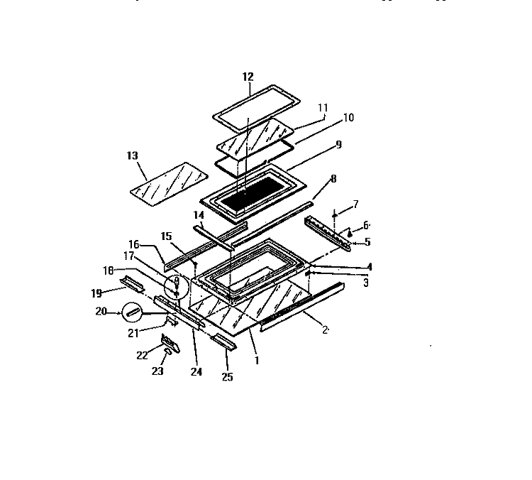 UPPER DOOR Diagram and Parts List for GC932EXF3  Frigidaire Range