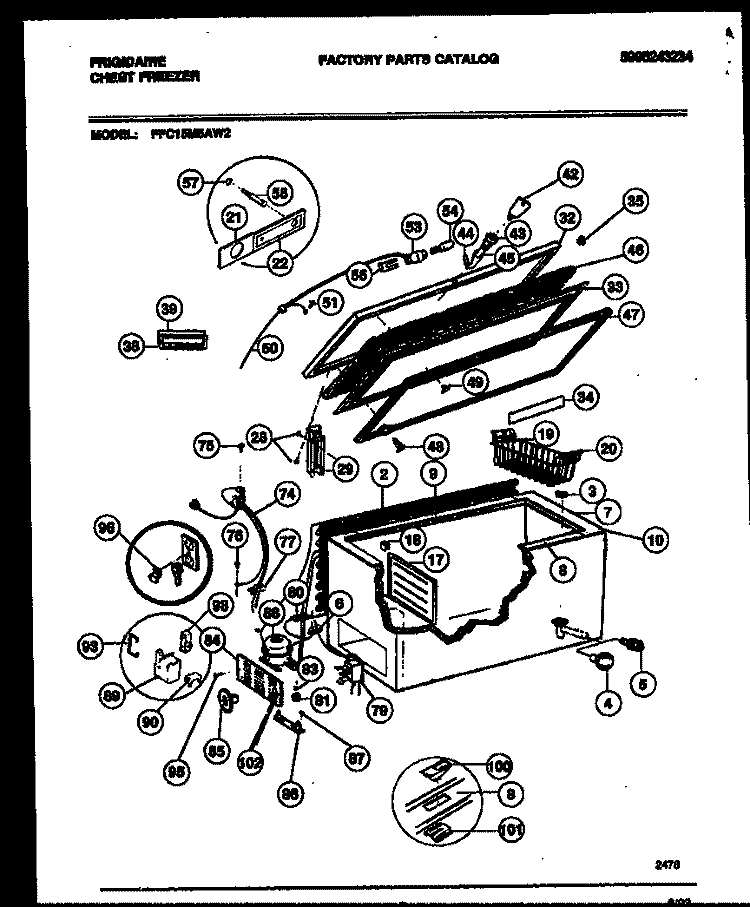 CHEST FREEZER PARTS Diagram and Parts List for FFC15M5AW2  Frigidaire Freezer