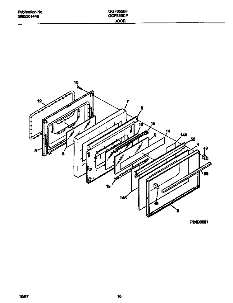 DOOR Diagram and Parts List for GGF355CFSC  Gibson Range