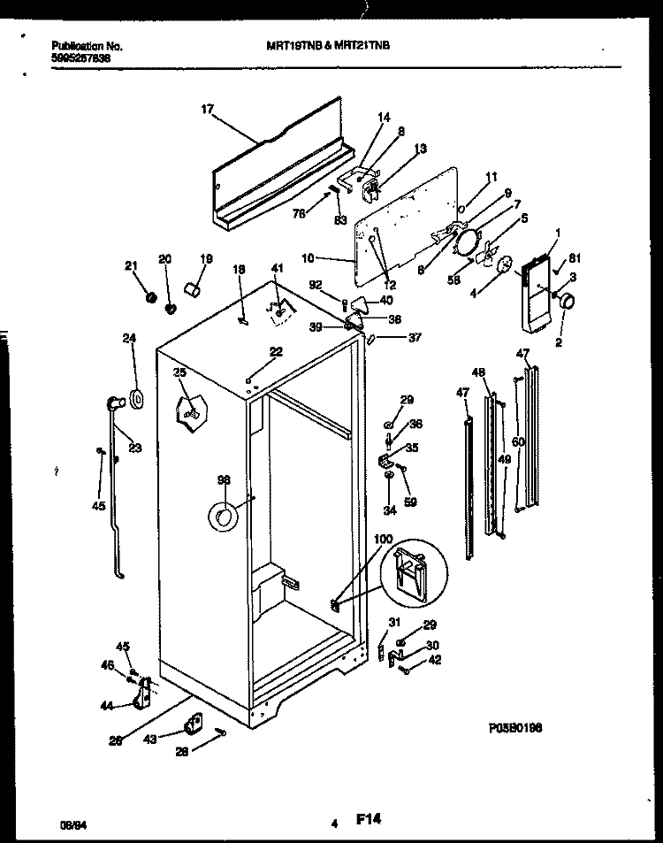 CABINET PARTS Diagram and Parts List for MRT19TNBD0  Uni Refrigerator