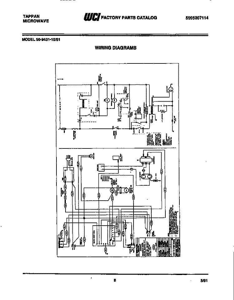 WIRING DIAGRAMS Diagram and Parts List for 56-9431-10-01  Tappan Microwave