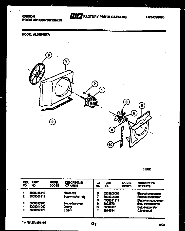 AIR HANDLING PARTS Diagram and Parts List for AL08B4EYA  Gibson Air Conditioner