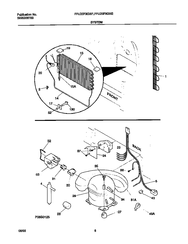 SYSTEM Diagram and Parts List for FFU20F9GW2  Frigidaire Freezer