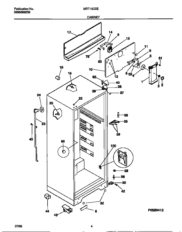 CABINET Diagram and Parts List for MRT15CSEW1  Frigidaire Refrigerator