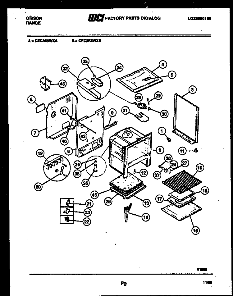 BODY PARTS Diagram and Parts List for CEC3S5WXA  Gibson Range