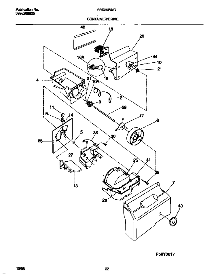 CONTAINER / DRIVE Diagram and Parts List for FRS26WNCW4  Frigidaire Refrigerator