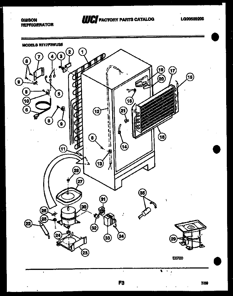 SYSTEM AND AUTOMATIC DEFROST PARTS Diagram and Parts List for RD19F8WU3B  Gibson Refrigerator