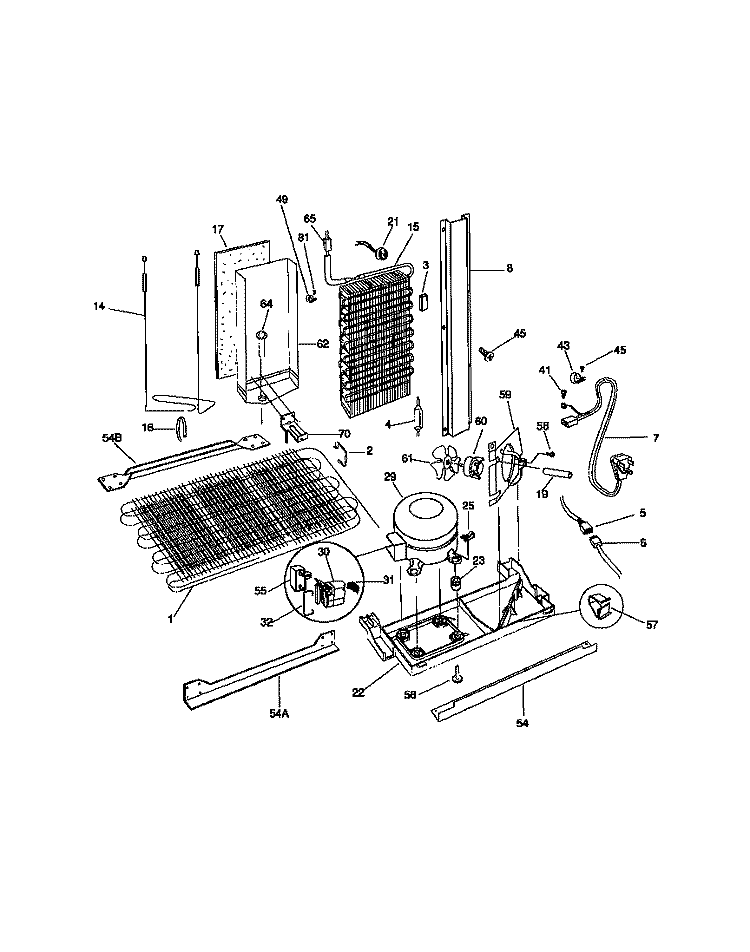 SYSTEM Diagram and Parts List for FRS24WSCB1  Frigidaire Refrigerator