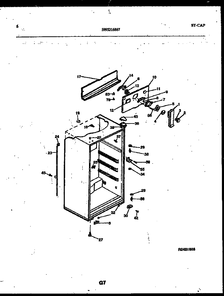 CABINET PARTS Diagram and Parts List for RT173MLW1  Frigidaire Refrigerator