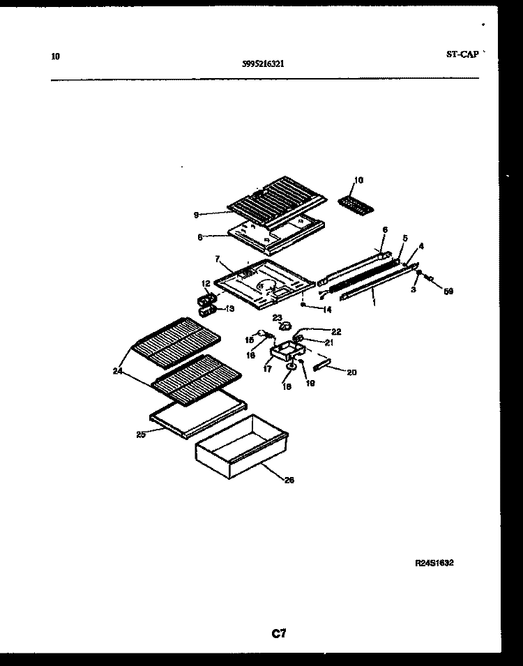 SHELVES AND SUPPORTS Diagram and Parts List for FPD14TPL1  Frigidaire Refrigerator