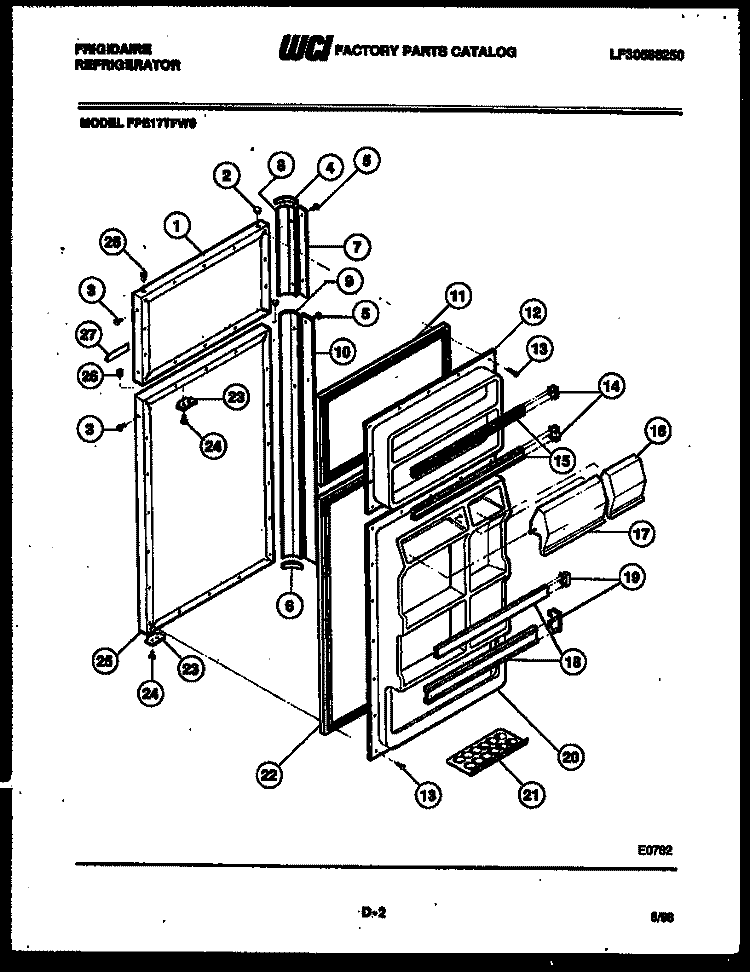 DOOR PARTS Diagram and Parts List for FPE17TFA0  Frigidaire Refrigerator