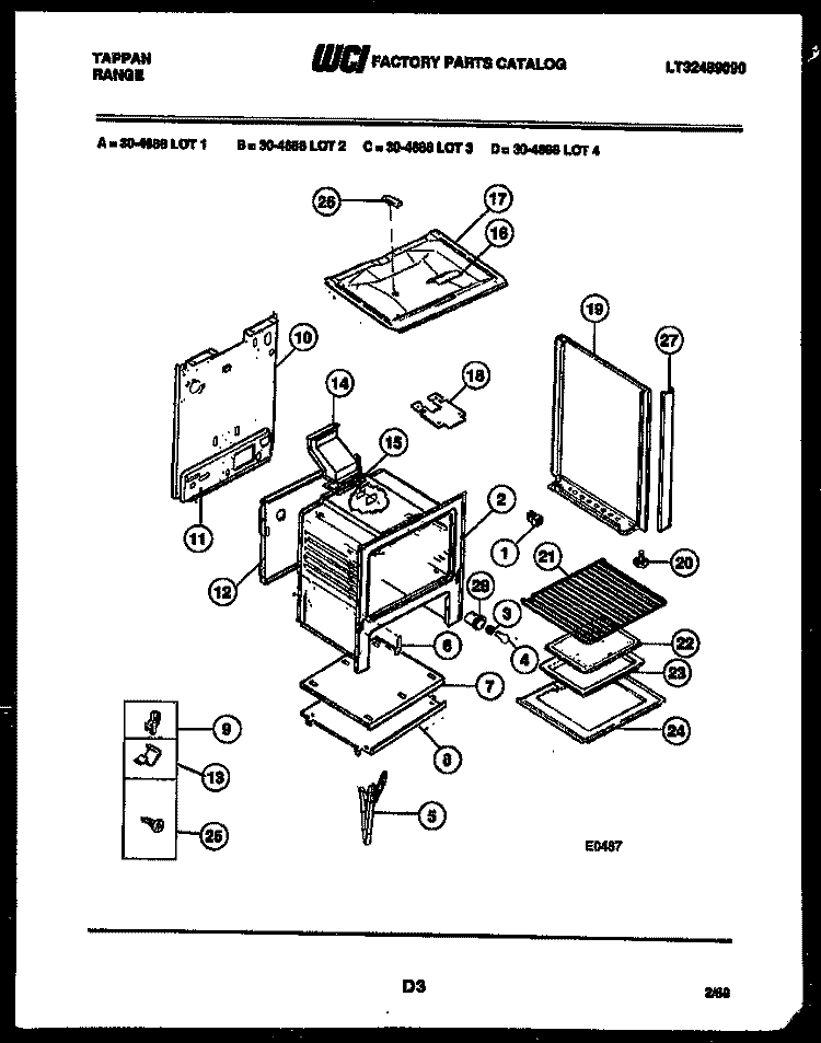 BODY PARTS Diagram and Parts List for 30-4688-00-04  Tappan Range