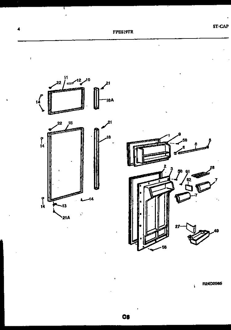 DOOR PARTS Diagram and Parts List for FPES19TRW1  Frigidaire Refrigerator