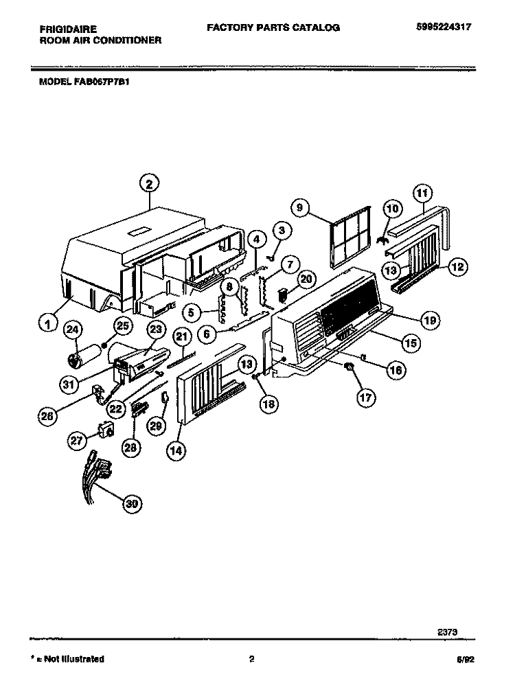 CABINET PARTS Diagram and Parts List for FAB067P7B1  Frigidaire Air Conditioner