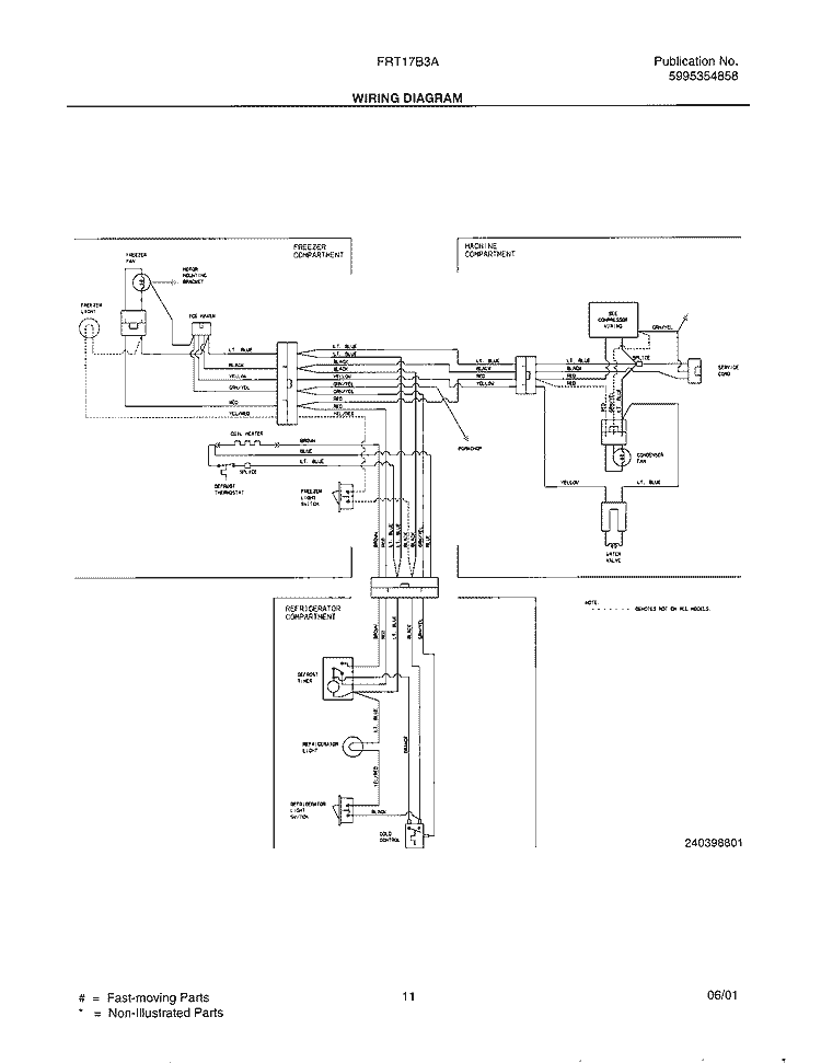 WIRING DIAGRAM Diagram and Parts List for FRT17B3AT1  Frigidaire Refrigerator