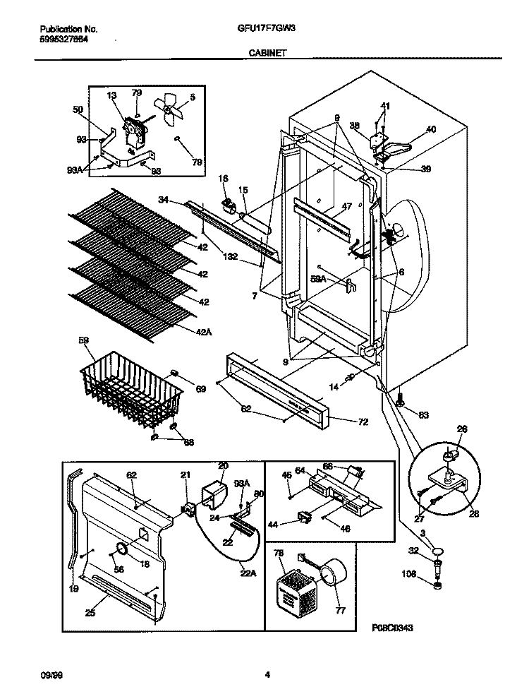 CABINET Diagram and Parts List for GFU17F7GW3  Gibson Freezer