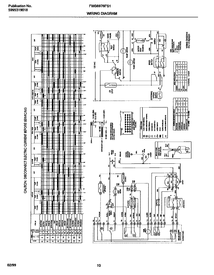WIRING DIAGRAM Diagram and Parts List for FWS6976FS1  Frigidaire Washer