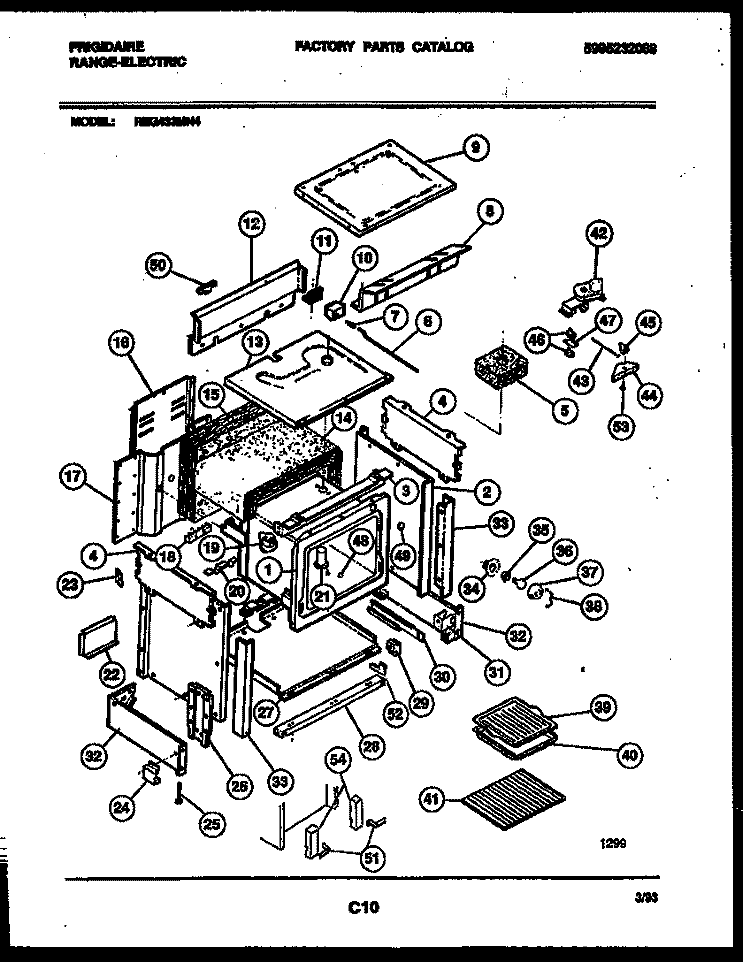 BODY PARTS Diagram and Parts List for REG433MNW4  Frigidaire Range