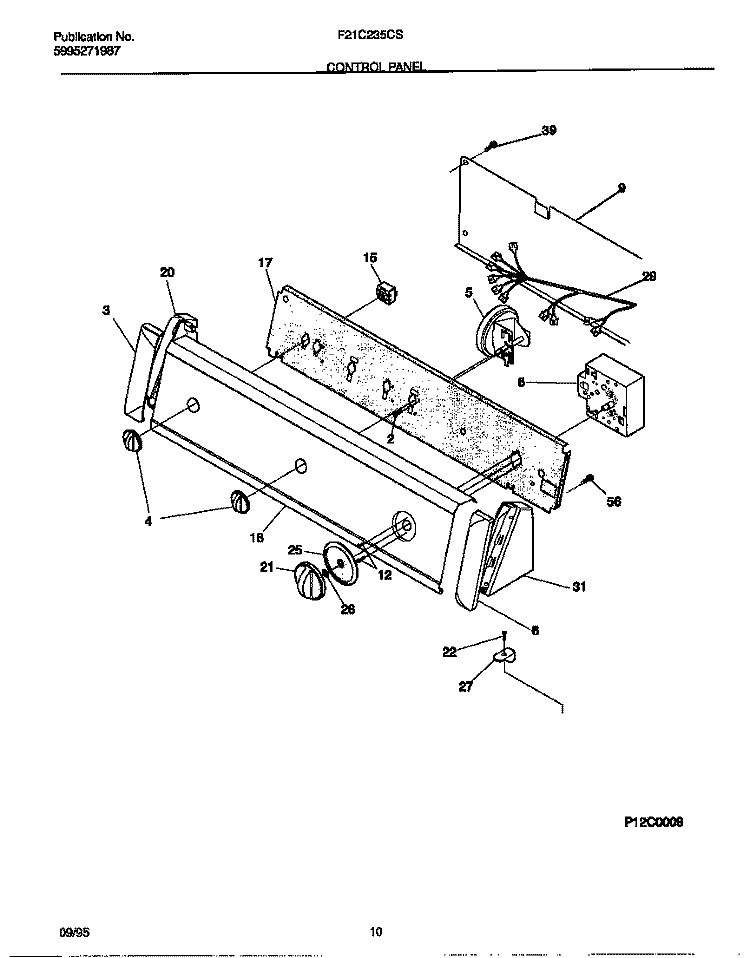 CONTROL PANEL Diagram and Parts List for F21C235CS1  Frigidaire Washer