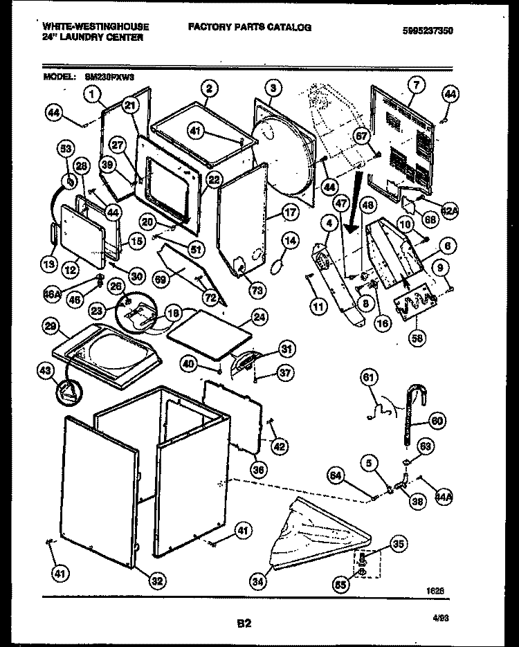 CABINET PARTS AND HEATER Diagram and Parts List for SM230PXD3  Frigidaire Washer