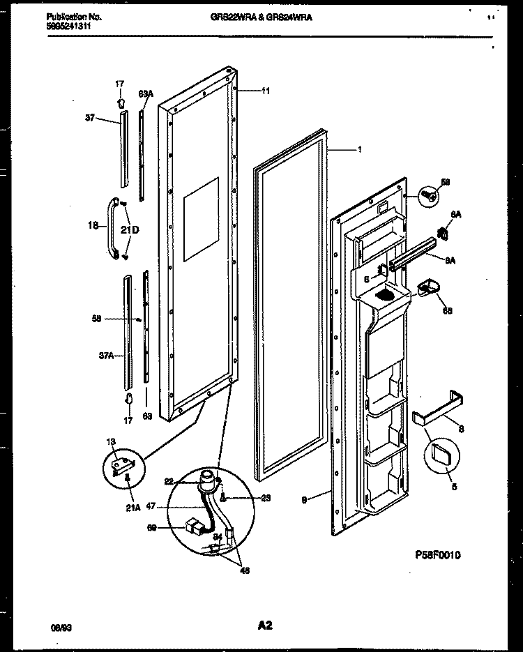FREEZER DOOR PARTS Diagram and Parts List for GRS24WRAD0  Gibson Refrigerator