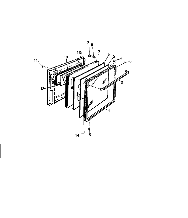 DOOR Diagram and Parts List for GF830HXD1  Frigidaire Wall Oven