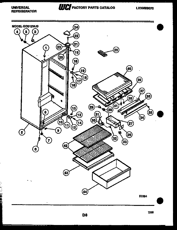 CABINET PARTS Diagram and Parts List for GCD12BJ0  Frigidaire Refrigerator