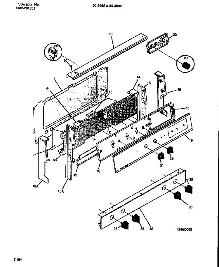 BACKGUARD Diagram and Parts List for 30-3982-23-04  Tappan Range