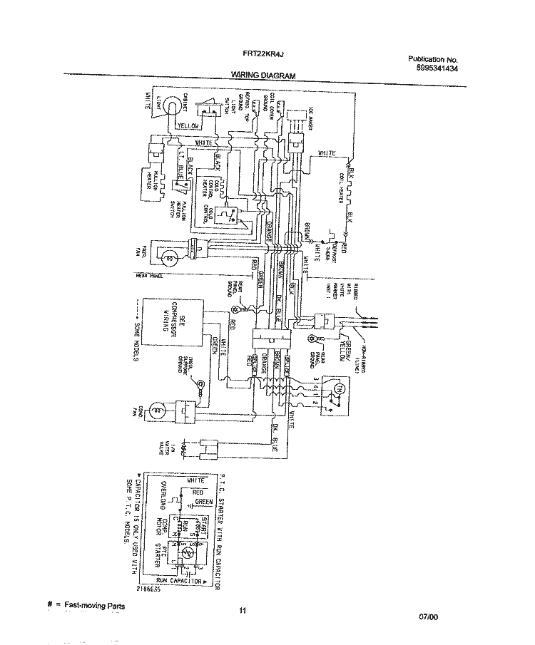 WIRING DIAGRAM Diagram and Parts List for FRT22KR4JQ0  Frigidaire Refrigerator