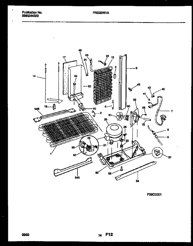 SYSTEM AND AUTOMATIC DEFROST PARTS Diagram and Parts List for FRS22WHAW0  Frigidaire Refrigerator