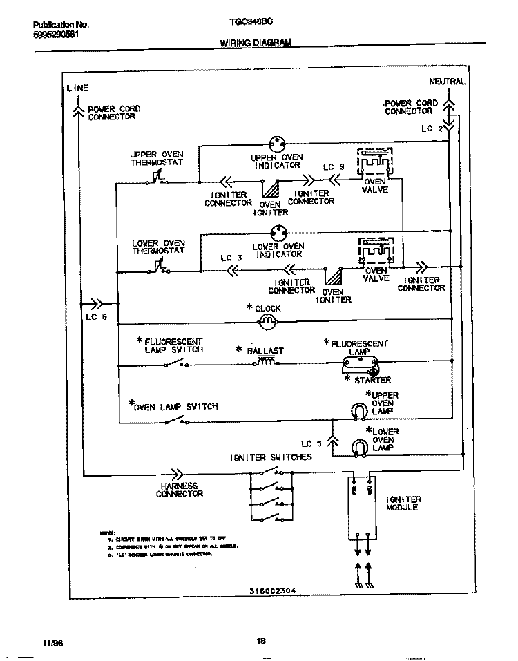 WIRING DIAGRAM Diagram and Parts List for TGO346BCDD  Tappan Range