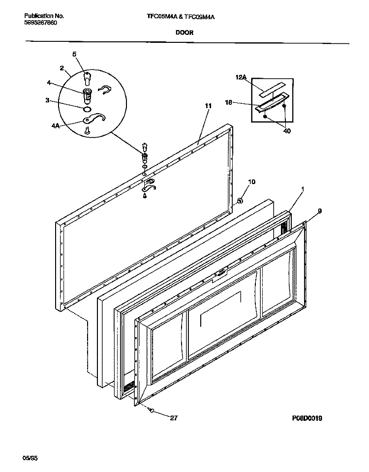 DOOR Diagram and Parts List for TFC05M4AW2  Tappan Freezer