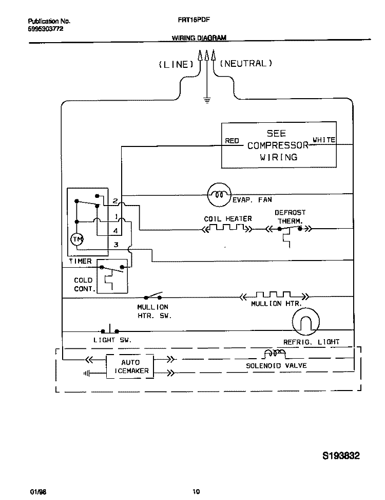 WIRING DIAGRAM Diagram and Parts List for FRT16PDFD4  Frigidaire Refrigerator
