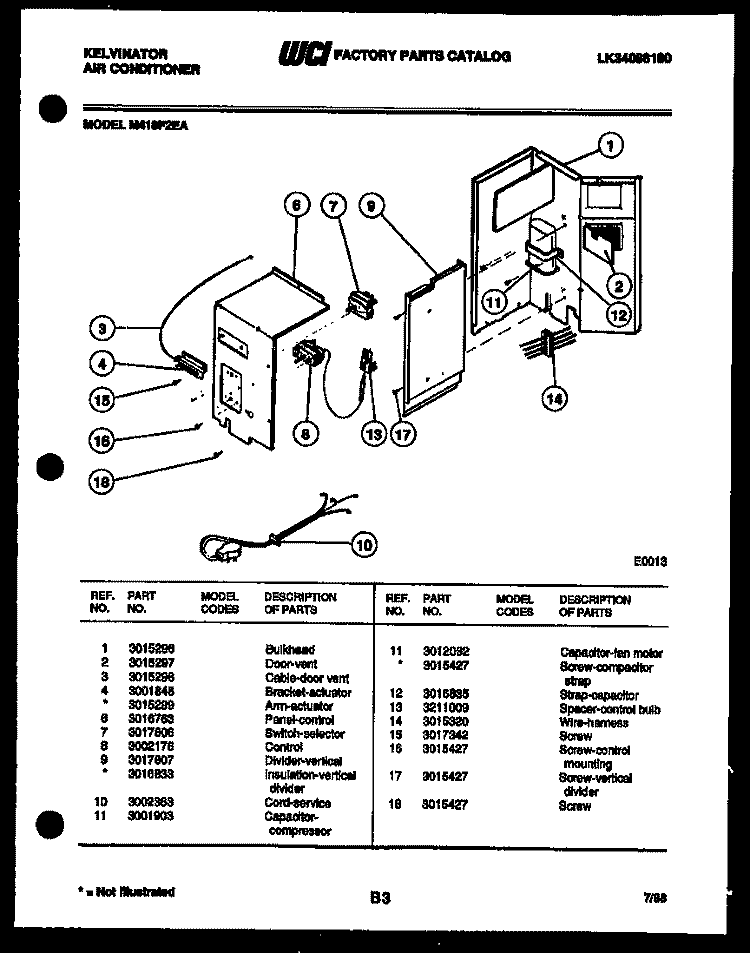 ELECTRICAL PARTS Diagram and Parts List for M418F2EA  Kelvinator Air Conditioner