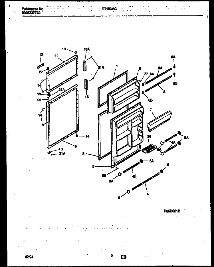 DOOR PARTS Diagram and Parts List for RT193MCW3  Frigidaire Refrigerator