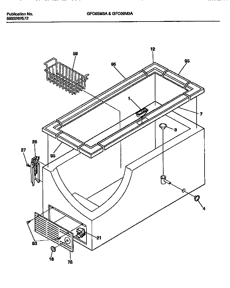 CABINET Diagram and Parts List for GFC09M3AD1  Gibson Freezer