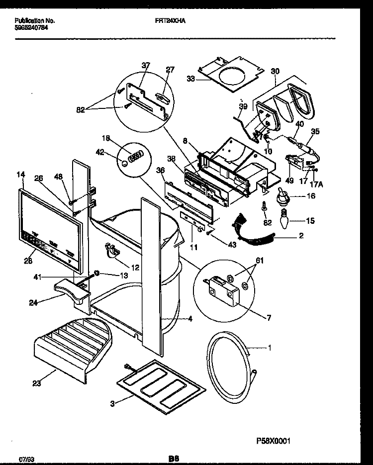 ICE DOOR, DISPENSER AND WATER TANKS Diagram and Parts List for FRT24XHAD0  Frigidaire Refrigerator