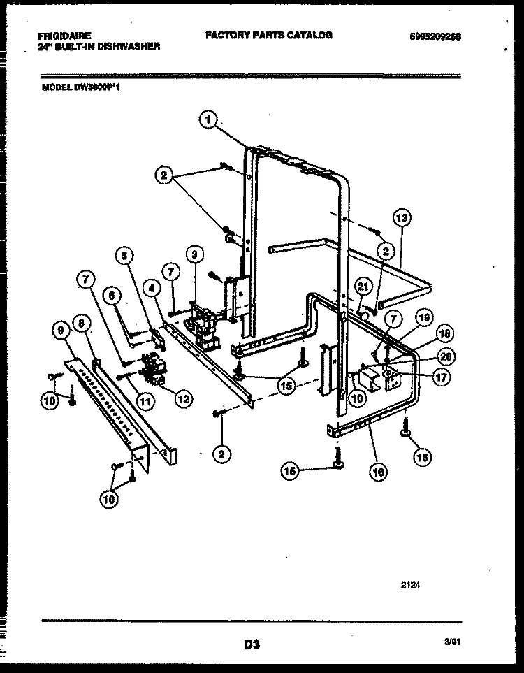 POWER DRY AND MOTOR PARTS Diagram and Parts List for DW5800PW1  Frigidaire Dishwasher
