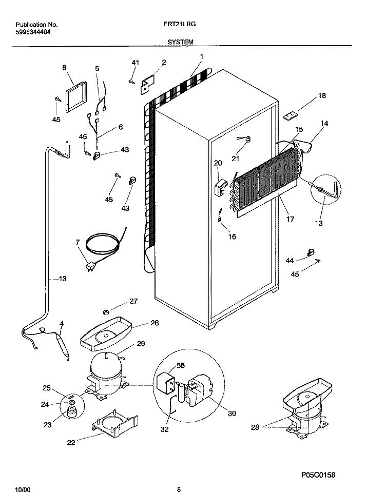 SYSTEM Diagram and Parts List for FRT21LRGW9  Frigidaire Refrigerator