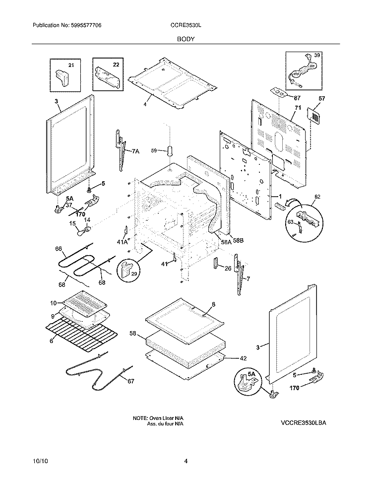BODY Diagram and Parts List for CCRE3530LWB  Crosley Range