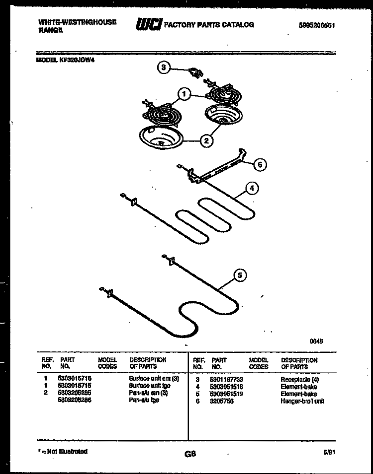 BROILER PARTS Diagram and Parts List for KF320JDW4  Kelvinator Range