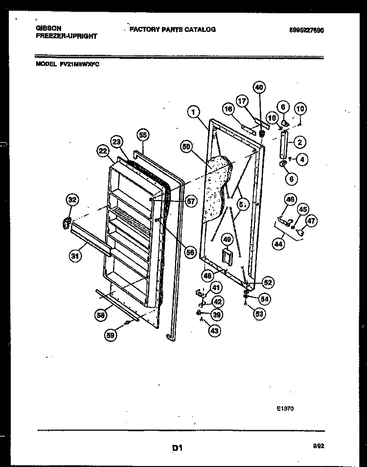 DOOR PARTS Diagram and Parts List for FV21M8WXFC  Gibson Freezer