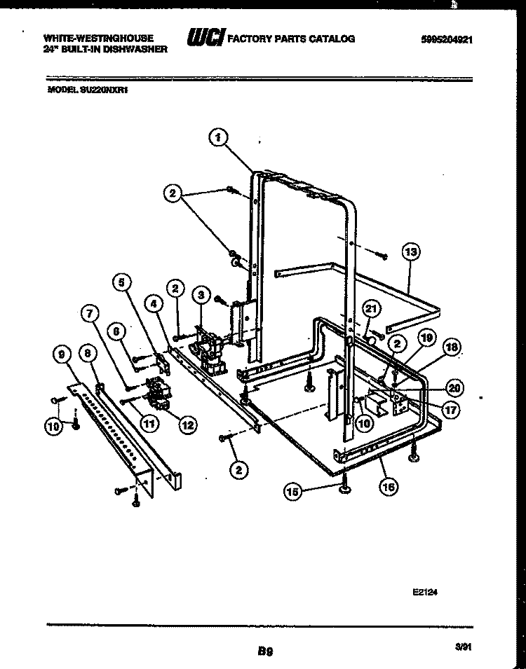 POWER DRY AND MOTOR PARTS Diagram and Parts List for SU220NXR1  Frigidaire Dishwasher