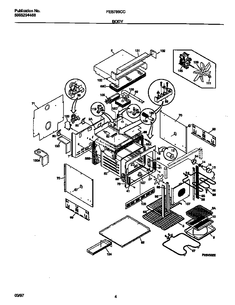 BODY Diagram and Parts List for FEB789CCTE  Frigidaire Wall Oven
