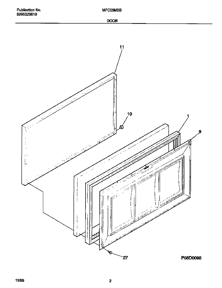 DOOR Diagram and Parts List for MFC05M0BW5  Frigidaire Freezer